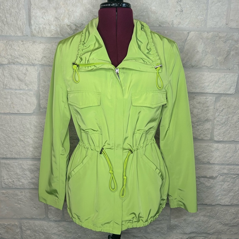 Josephine Studio Jacket Lightweight Medium Lime Green Front Zip Adirondack Style